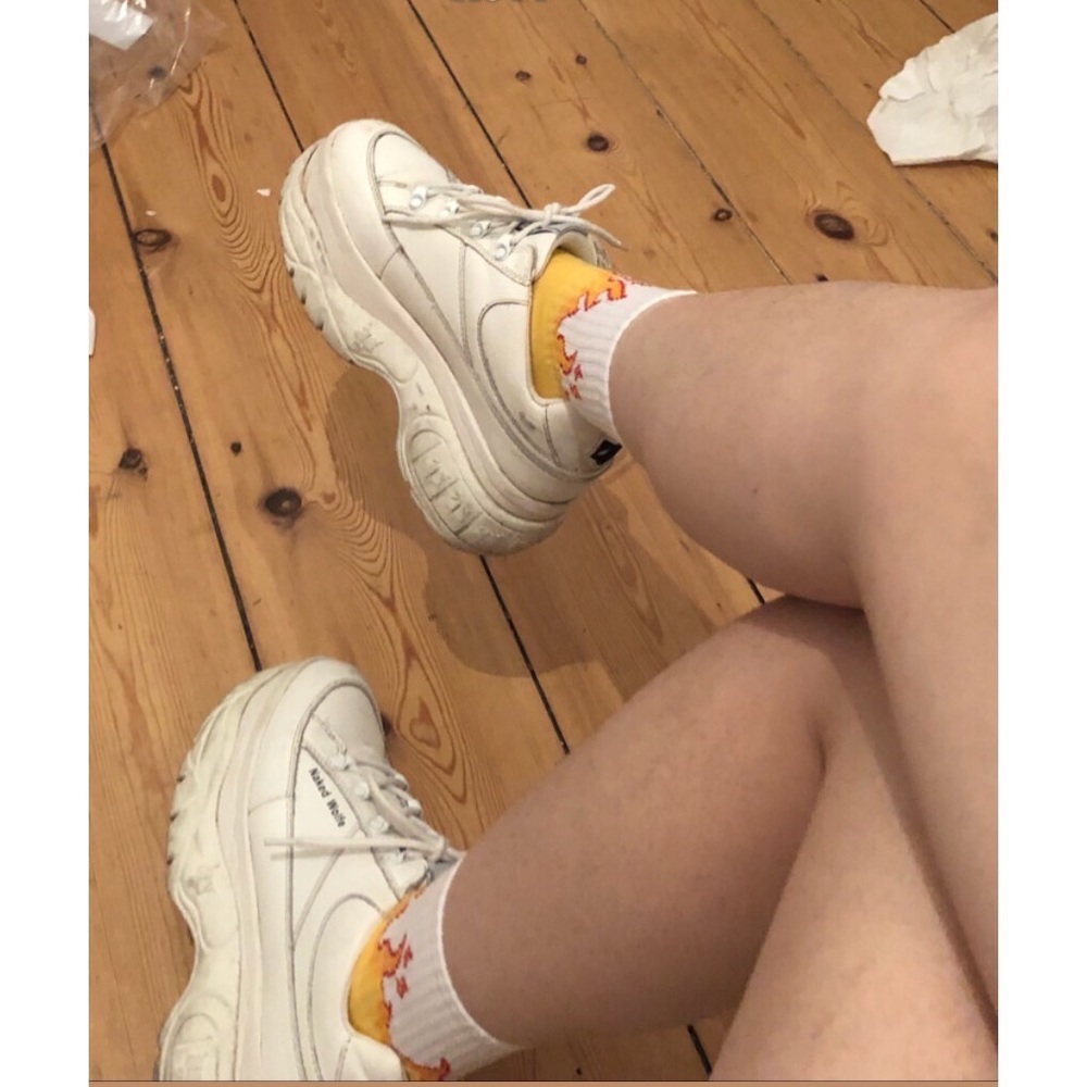 NAKED WOLFE Sporty White Platform Sneakers